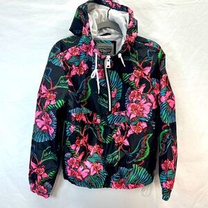 Levi's Retro Floral Pullover Half Zip Hooded Windbreaker Size L